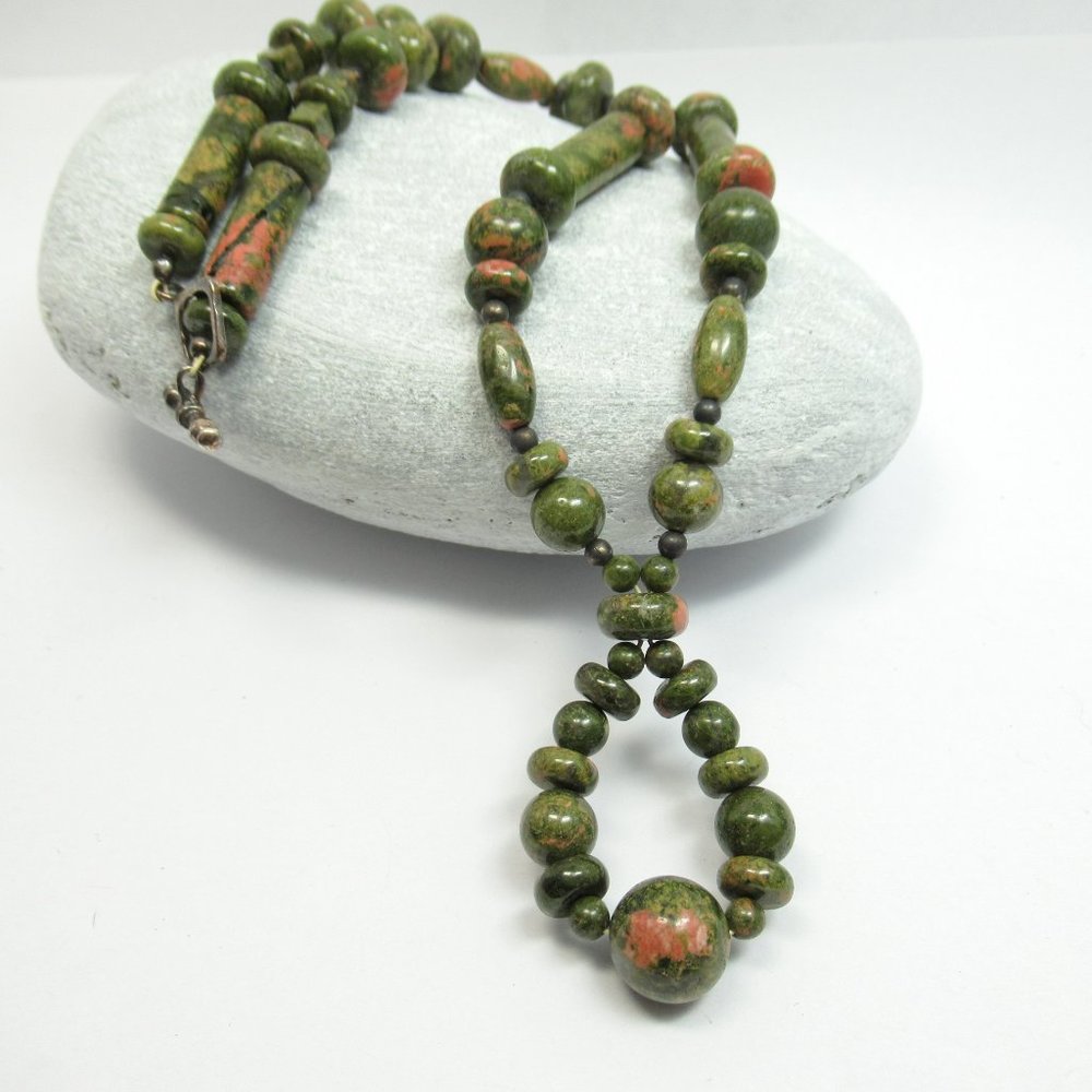 Unakite and sterling Necklace